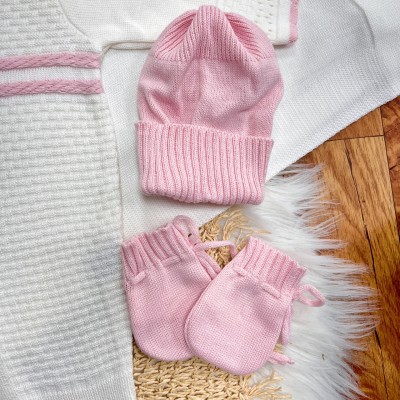 Saída Maternidade Maitê - Off White e Rosa Saída Maternidade Maitê - Off White e Rosa